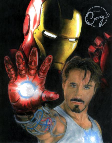 Tattoos - Iron Man Colored Pencils Portrait - 96484